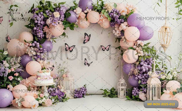 PASTEL LILAC AND BLUSH BALLOON ARCH - PRINTED BACKDROP