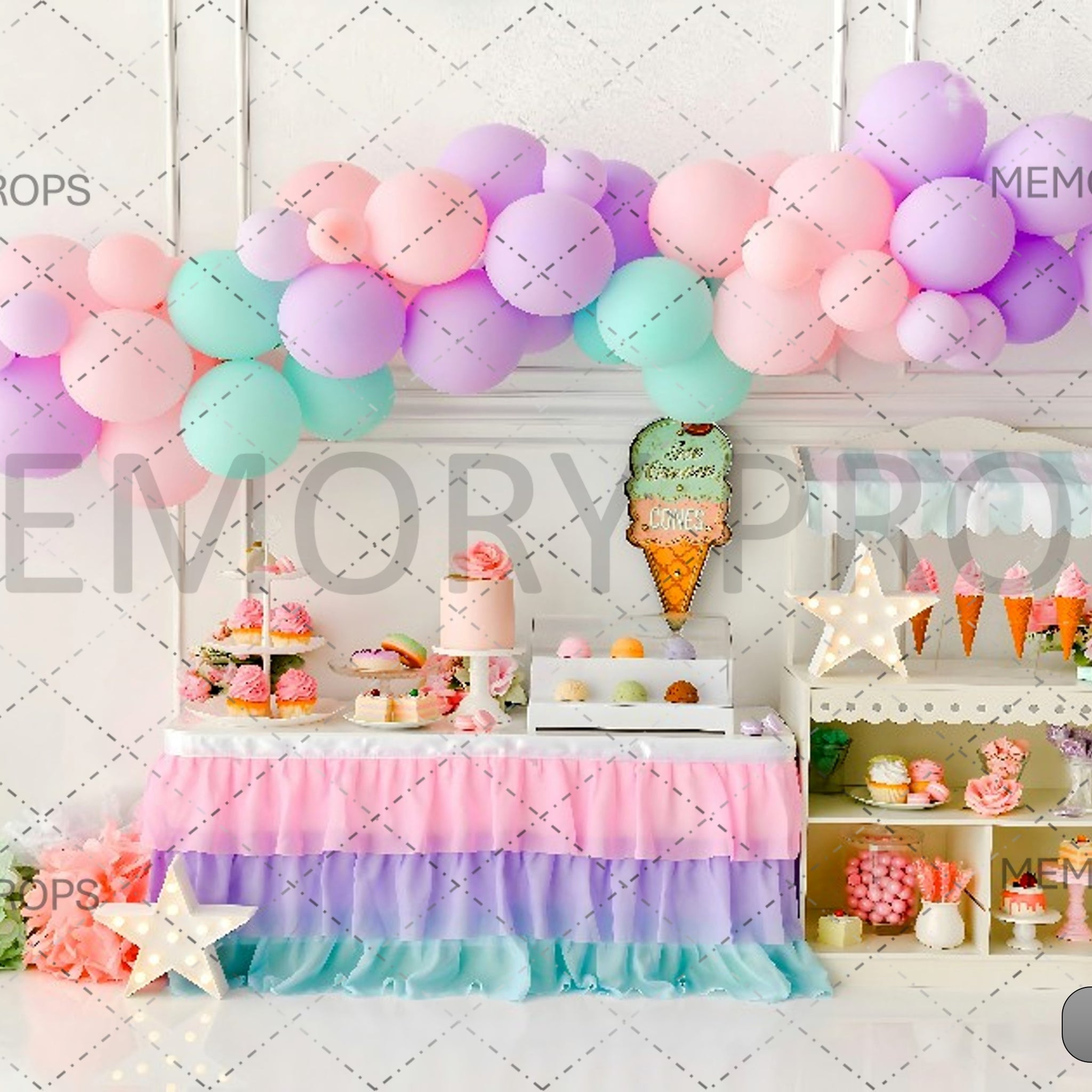 PASTEL ICE CREAM AND SWEETS PARTY - PRINTED BACKDROP