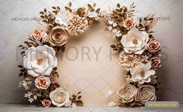NEUTRAL TONE PAPER FLOWER WREATH - PRINTED BACKDROP
