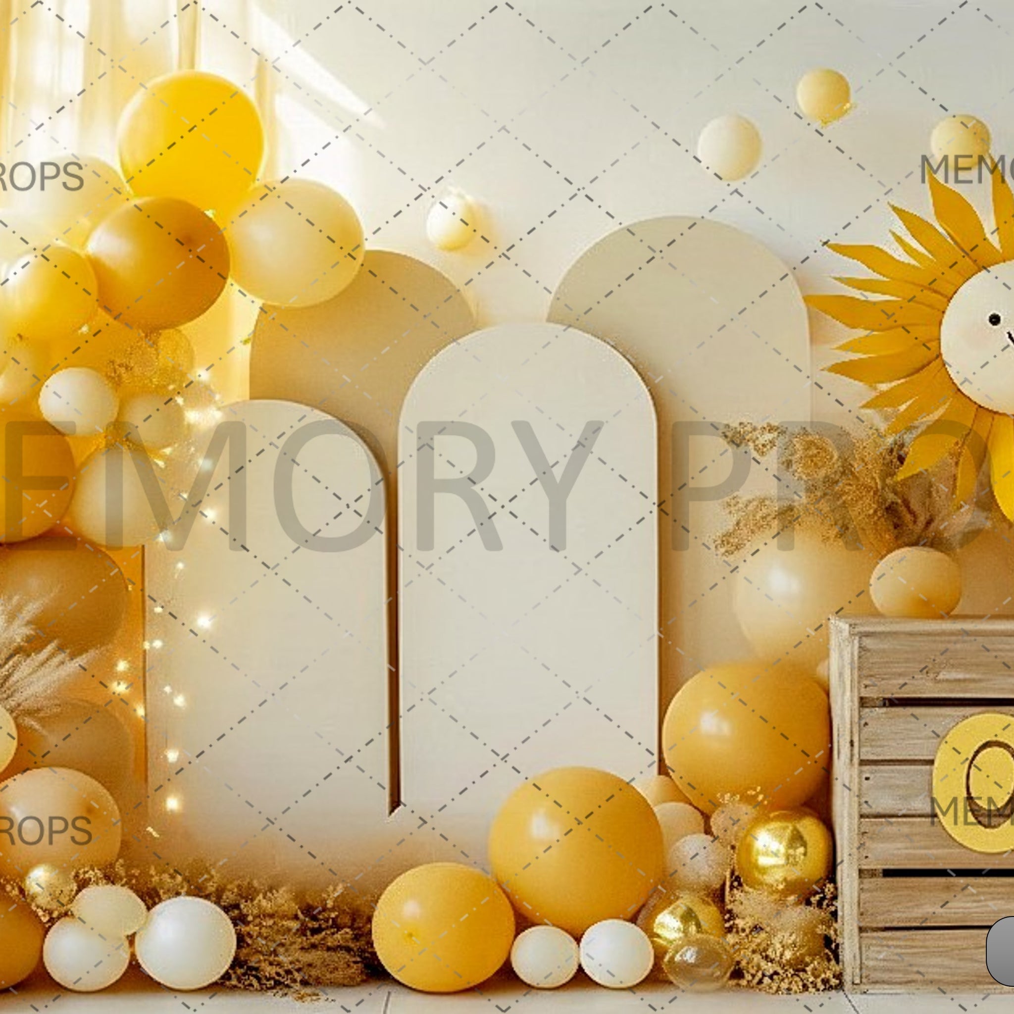 SUNNY YELLOW FIRST BIRTHDAY  - PRINTED BACKDROP
