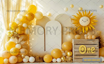 SUNNY YELLOW FIRST BIRTHDAY  - PRINTED BACKDROP