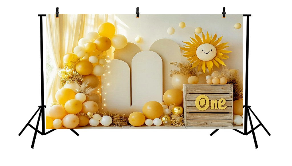 SUNNY YELLOW FIRST BIRTHDAY  - PRINTED BACKDROP