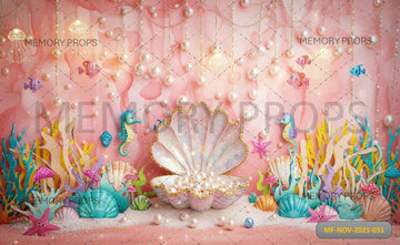 PINK MERMAID PEARL CLAM SHELL - PRINTED BACKDROP