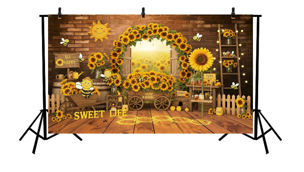 SUNFLOWER AND HONEY BEE FARM - PRINTED BACKDROP