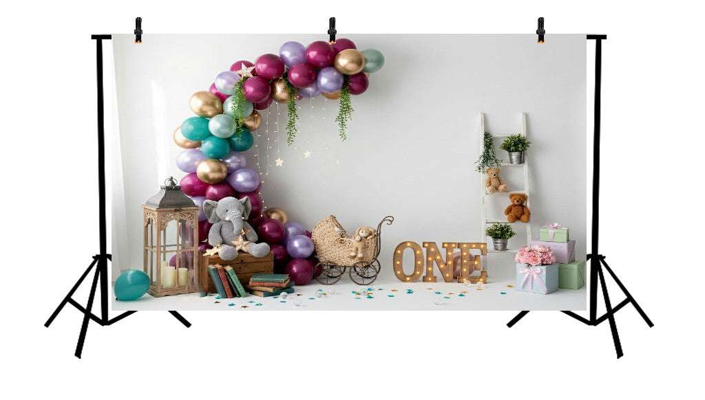 MAROON AND GOLD ELEPHANT FIRST BIRTHDAY - PRINTED BACKDROP