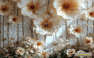 ELEGANT CREAM FLORAL WALL - PRINTED BACKDROP