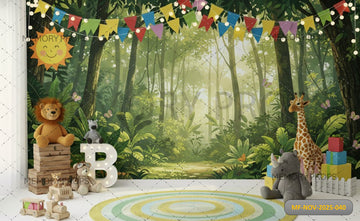 COLORFUL JUNGLE SAFARI PARTY - PRINTED BACKDROP