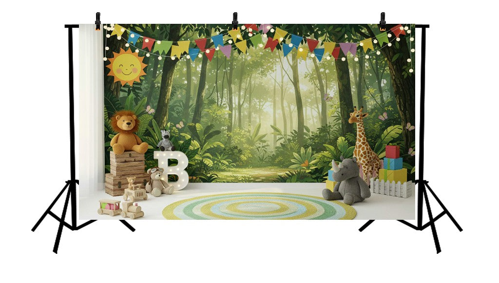 COLORFUL JUNGLE SAFARI PARTY - PRINTED BACKDROP