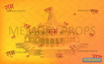 RAM MANDIR GOLD AND ORANGE - PRINTED BACKDROP
