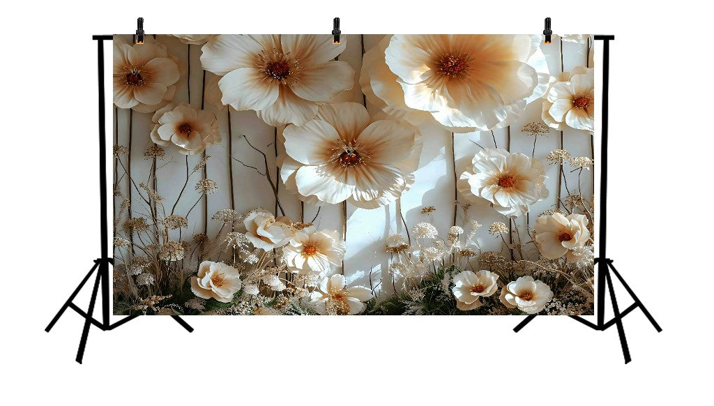 ELEGANT CREAM FLORAL WALL - PRINTED BACKDROP