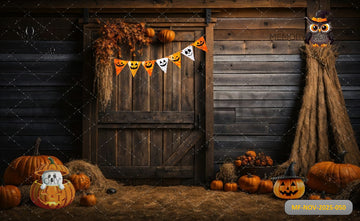 HALLOWEEN PUMPKIN BARN DOOR - PRINTED BACKDROP