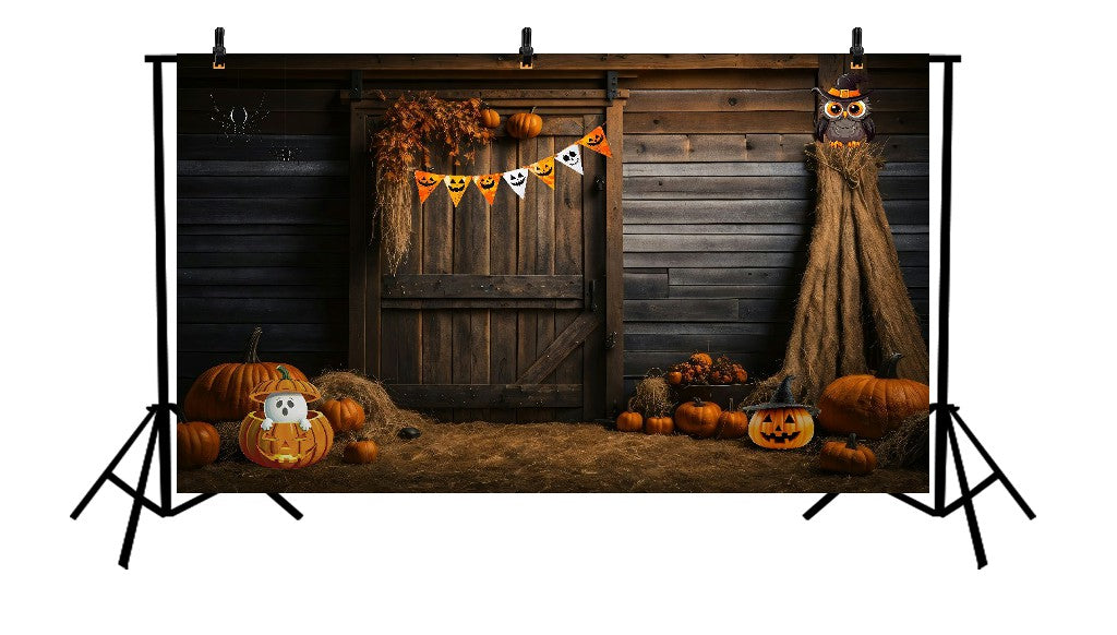 HALLOWEEN PUMPKIN BARN DOOR - PRINTED BACKDROP