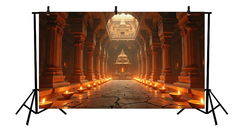 MANDIR TEMPLE INTERIOR DIYA PATH - PRINTED BACKDROP