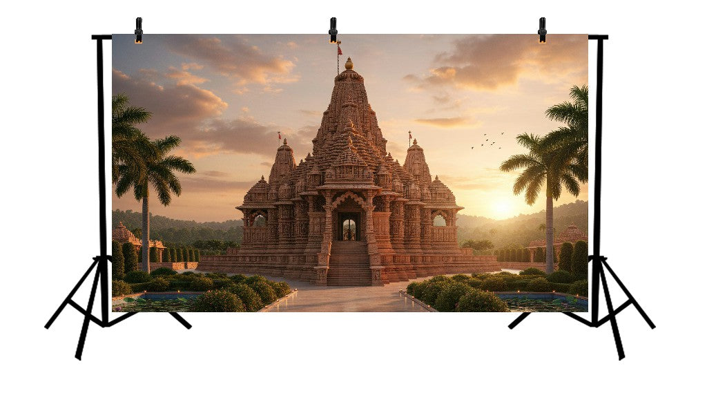 GRAND RAM MANDIR TEMPLE SUNSET - PRINTED BACKDROP