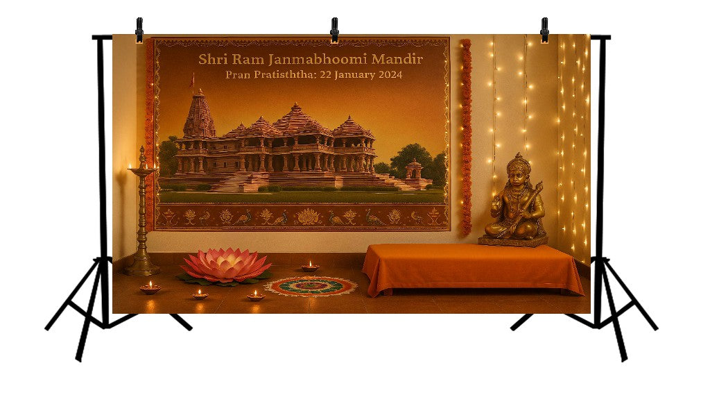 SHRI RAM JANMABHOOMI MANDIR DIWALI - PRINTED BACKDROP