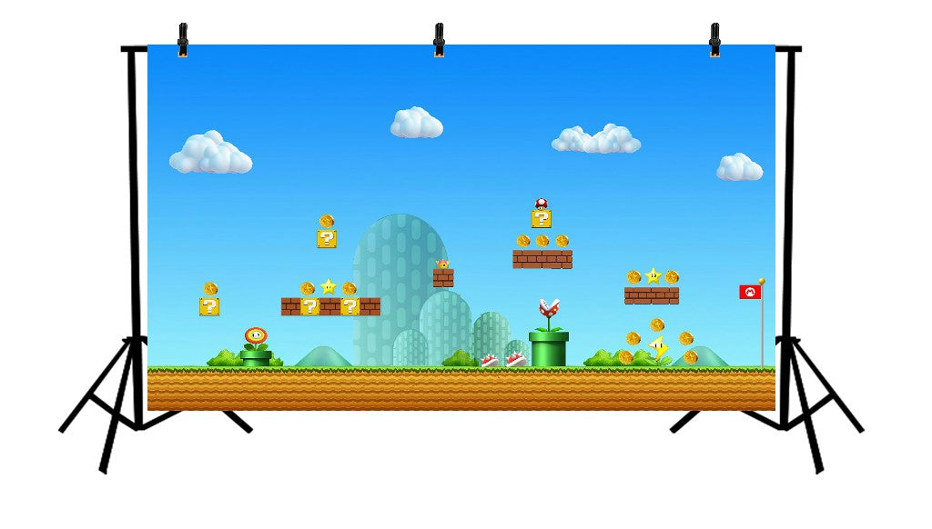 Mario Moving Backdrop Super Mario Gaming Scene Printed Backdrop
