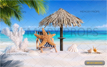 SHELL STRAFISH BEACH - BABY PRINTED BACKDROPS