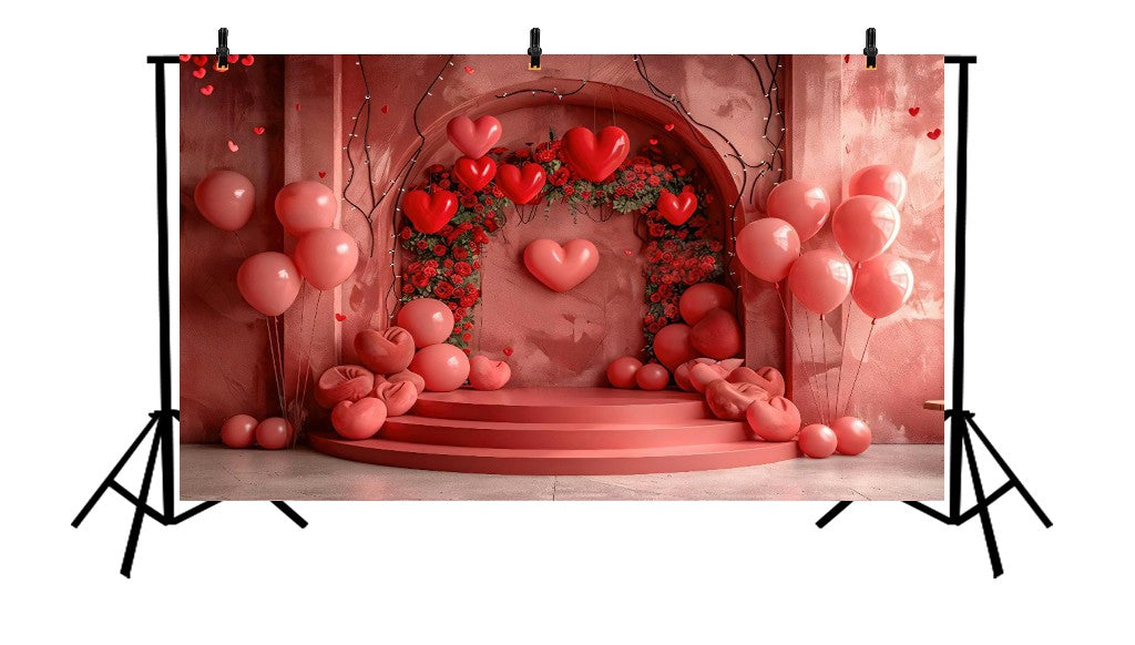 RED AND PINK VALENTINE'S DAY - PRINTED BACKDROP