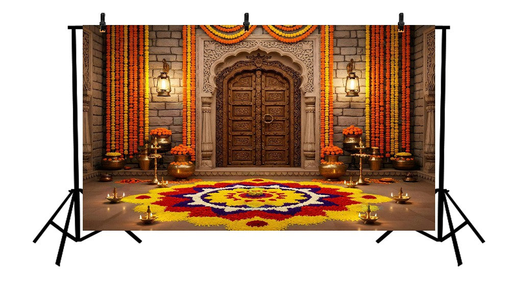 TRADITIONAL INDIAN MARIGOLD DECOR - PRINTED BACKDROP