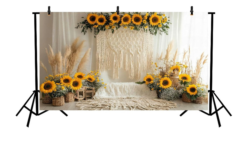 BOHO MACRAME SUNFLOWER - PRINTED BACKDROP