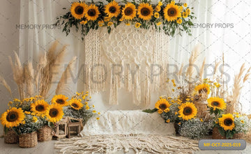 BOHO MACRAME SUNFLOWER - PRINTED BACKDROP