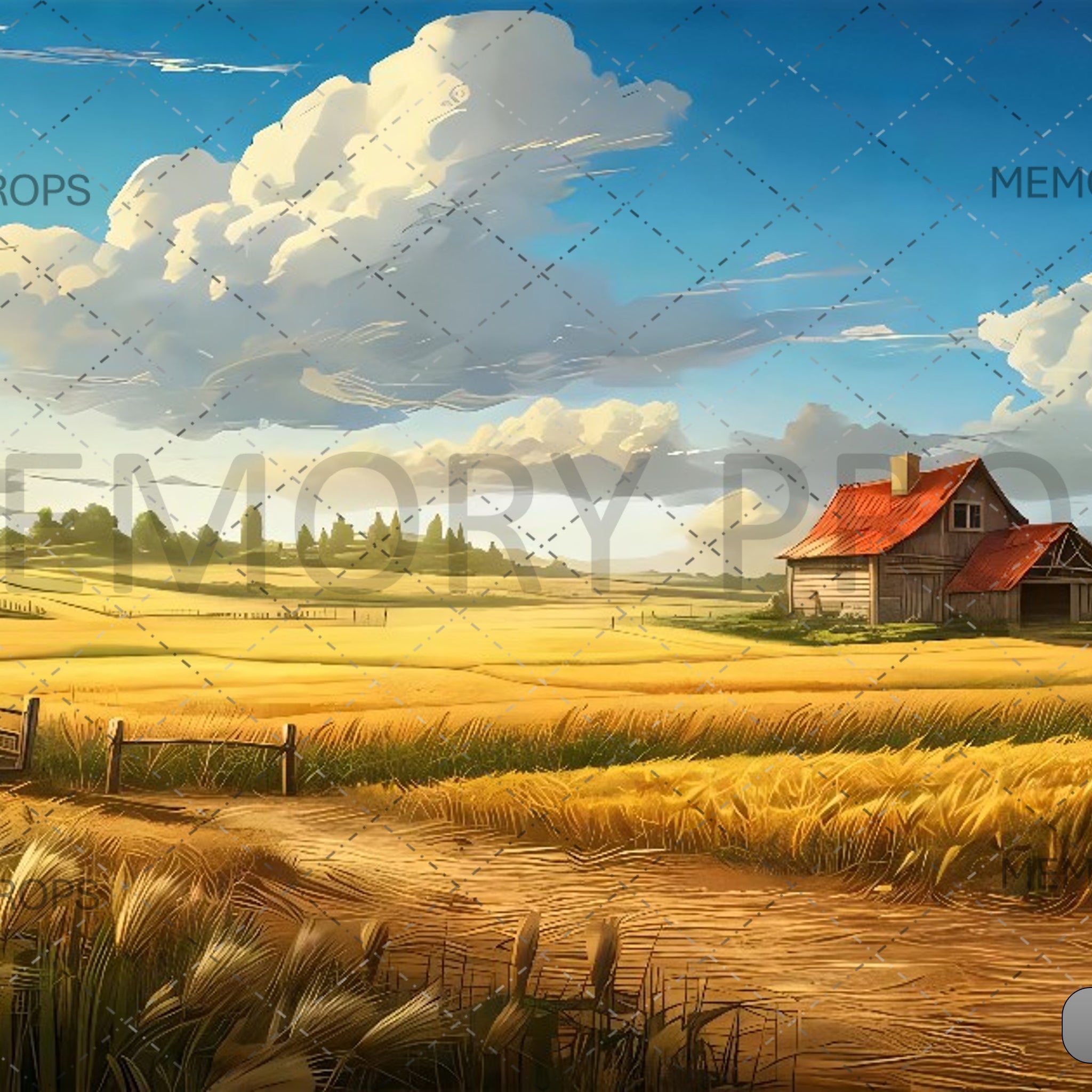 GOLDEN WHEAT FIELD FARM - PRINTED BACKDROP