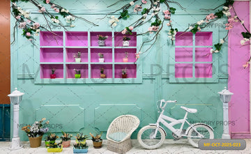 MINT AND PINK FLORAL BICYCLE - PRINTED BACKDROP