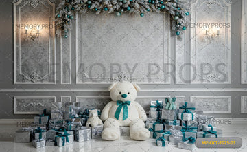 ELEGANT CHRISTMAS TEDDY BEAR - PRINTED BACKDROP