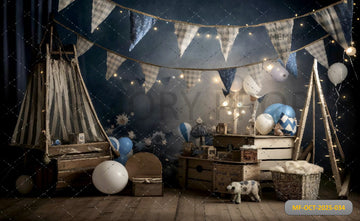 VINTAGE CIRCUS TENT AND BUNTING - PRINTED BACKDROP