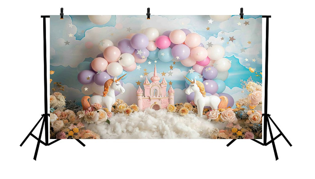 MAGICAL UNICORN CASTLE BIRTHDAY - PRINTED BACKDROP