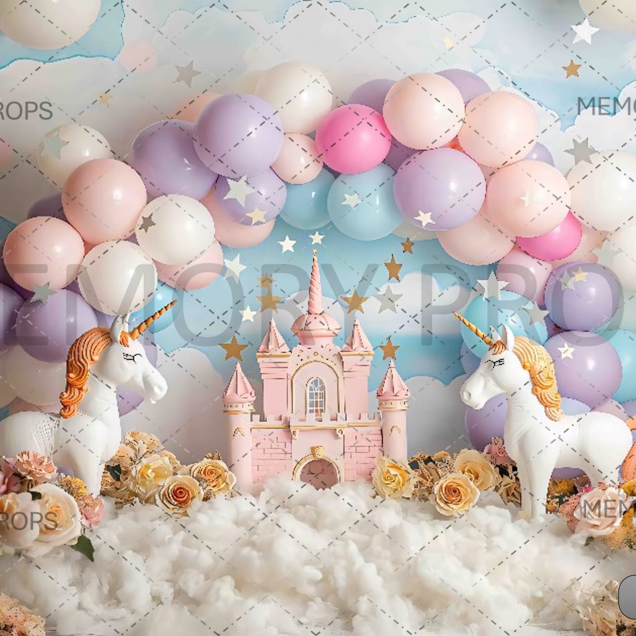 MAGICAL UNICORN CASTLE BIRTHDAY - PRINTED BACKDROP