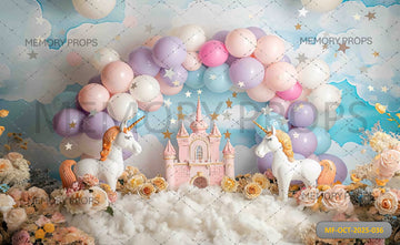MAGICAL UNICORN CASTLE BIRTHDAY - PRINTED BACKDROP