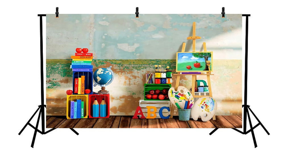 SCHOOL THEME ART AND READING - PRINTED BACKDROP
