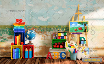 SCHOOL THEME ART AND READING - PRINTED BACKDROP