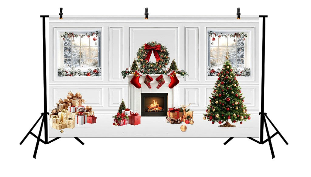 WHITE WOOD PANEL HOLIDAY - PRINTED BACKDROP