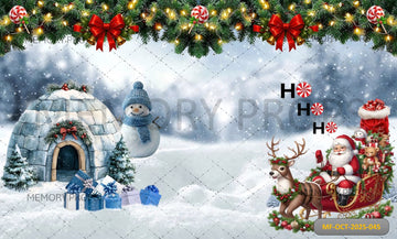 SANTA'S SLEIGH AND IGLOO - PRINTED BACKDROP