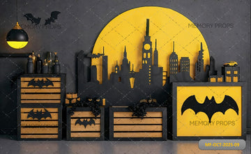 BAT HERO CITY SILHOUETTE - PRINTED BACKDROP