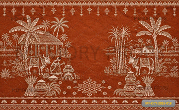 TRADITIONAL GUJARATI VILLAGE FOLK ART  - PRINTED BACKDROP