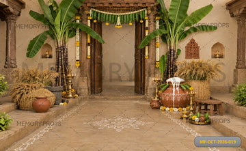 TRADITIONAL GUJARATI VILLAGE COURTYARD  - PRINTED BACKDROP
