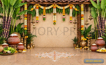 UTTARAYAN TRADITIONAL INDIAN COURTYARD FESTIVE DECOR  - PRINTED BACKDROP