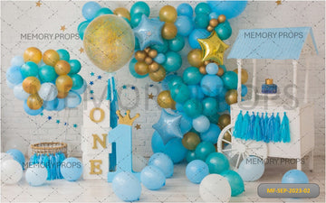 BLUE DECOR BIRTHDA PARTY - PRINTED BACKDROP