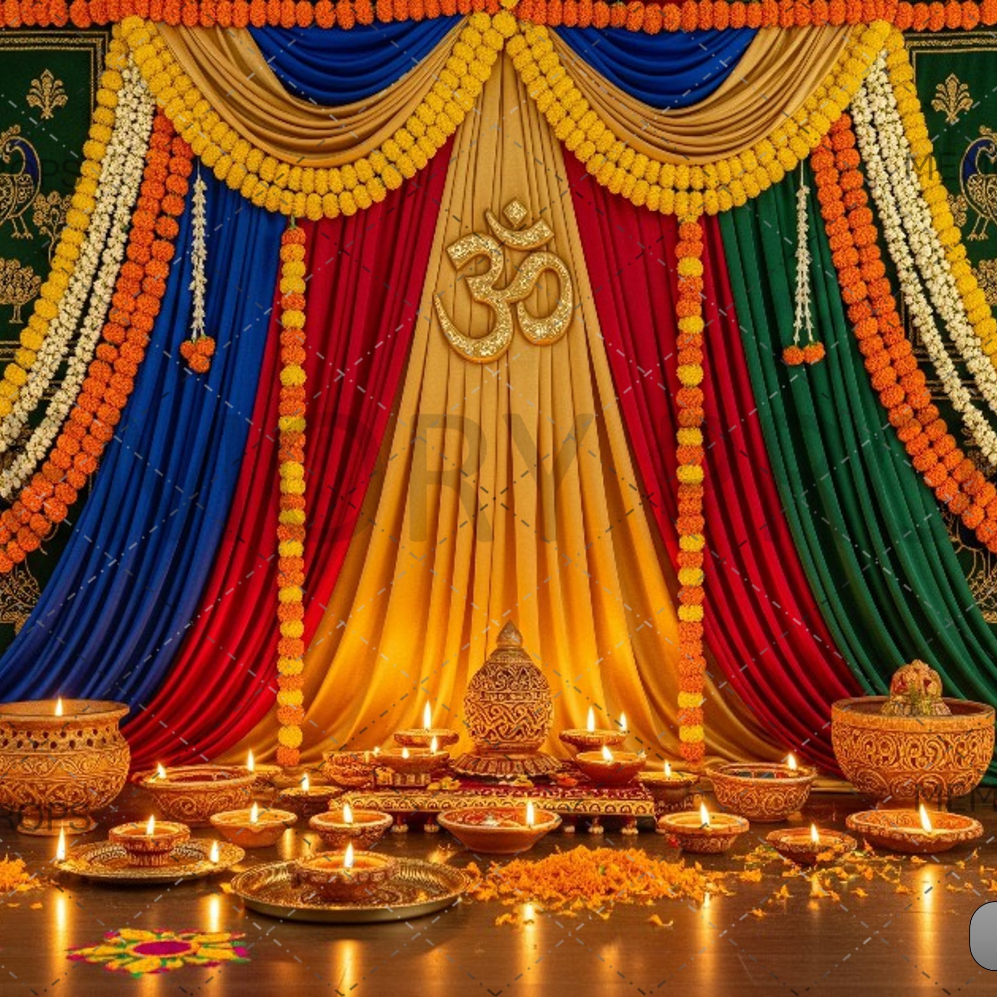 TRADITIONAL DIWALI STAGE - PRINTED BACKDROP