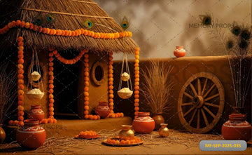 LOTUS AND PEACOCK - PRINTED BACKDROP