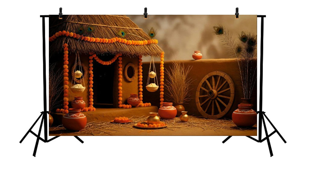 LOTUS AND PEACOCK - PRINTED BACKDROP