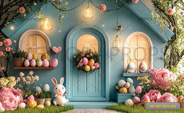 EASTER BUNNY COTTAGE - PRINTED BACKDROP