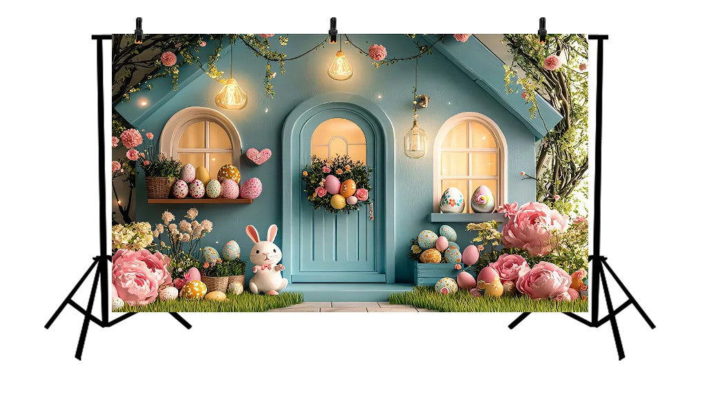 EASTER BUNNY COTTAGE - PRINTED BACKDROP