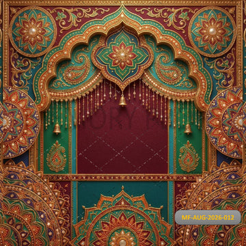 ROYAL TEAL MAROON MANDALA ARCHWAY BACKDROP - PRINTED BACKDROP
