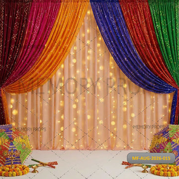 COLORFUL FESTIVE DRAPED CURTAIN PHOTOSHOOT BACKDROP - PRINTED BACKDROP