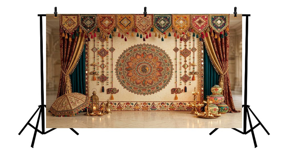 ROYAL ETHNIC MANDALA CURTAIN DECORATIVE FESTIVE PHOTOSHOOT BACKDROP - PRINTED BACKDROP