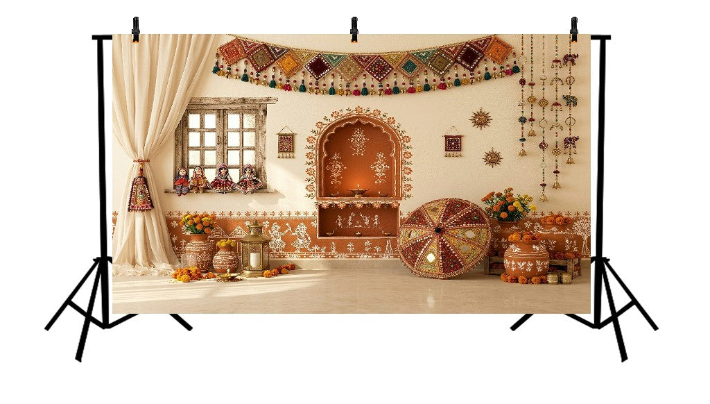 ROYAL RUSTIC ETHNIC FOLK ART FESTIVE DECOR PHOTOSHOOT BACKDROP - PRINTED BACKDROP